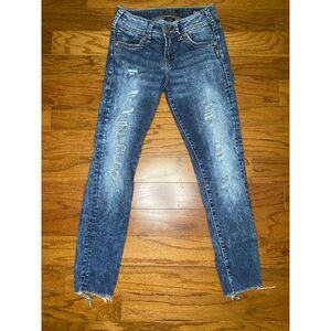 Silver Suki Fluid Denim Distressed Ankle Skinny Jeans‎ Size W25/L24